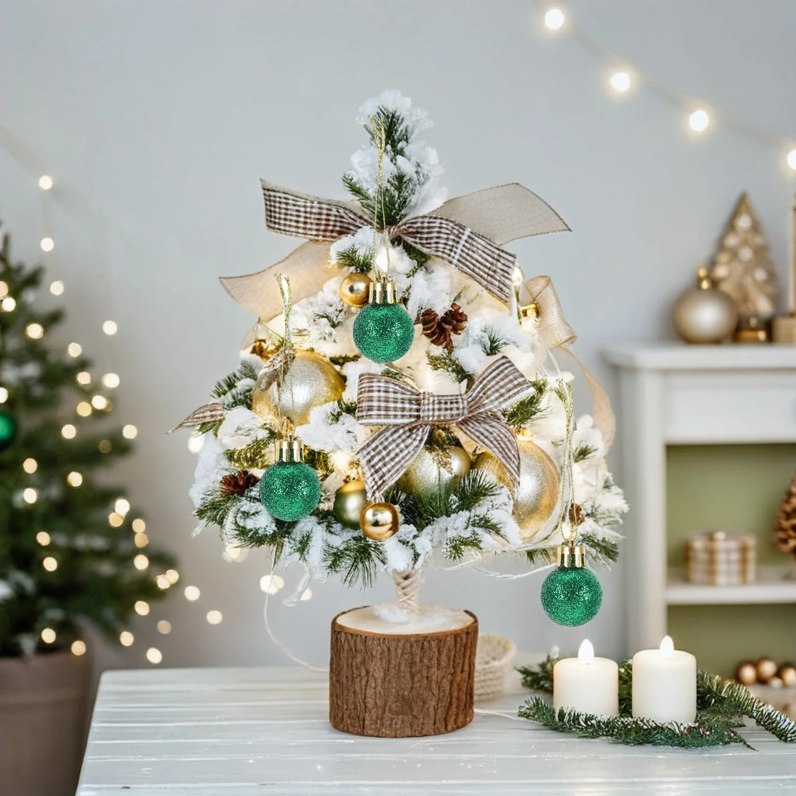 

80Pcs Christmas Tree Hangings Mini Glitter Balls Ornaments Party Decorations Shatterproof Xmas Baubles Shiny Christmas Balls