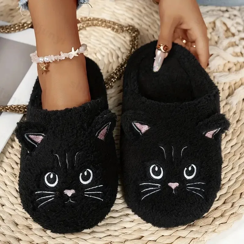 

Women Men's House Slippers Cute Cat Couple Fashion Indoor Slippers Warm Plush Soft Comfort Casual Slippers Fur Floor Home Shoes