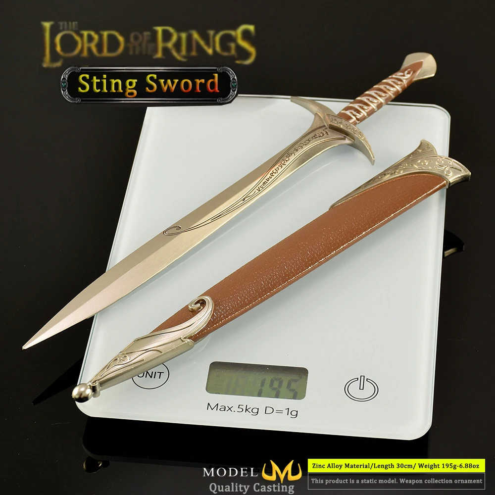 30 سنتيمتر ستينغ السيف الهوبيت بيلبو باجينز القرون الوسطى الأجهزة الطرفية تقطيعه المعادن سيف ساموراي سلاح نموذج سلاسل المفاتيح الحلي دمى هدايا
