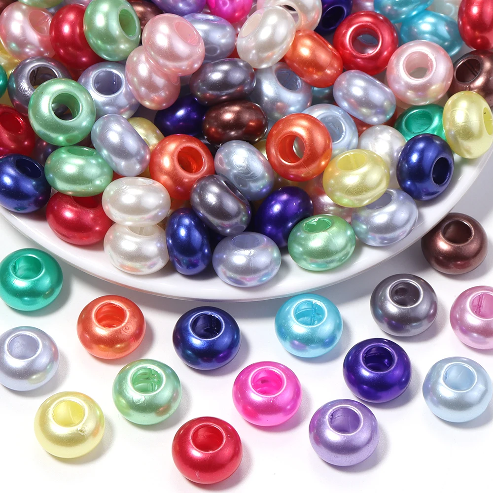 30 Stück/Set Großloch-Imitationsperlen aus Acryl, bunte lose Abstandsperlen für Schmuckherstellung, DIY-Armband- und Halskettenzubehör – Detail 6
