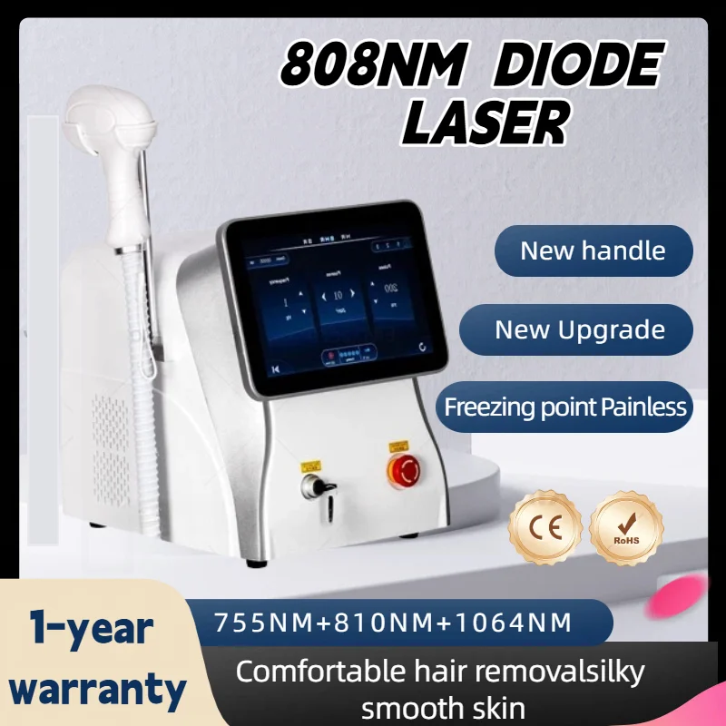 10 Bars 808nm Diode Hair Removal Machine Alexandrit Ice Platinum Permanent Painless Cooling Head Epilator 3 Wavelength Myoslim