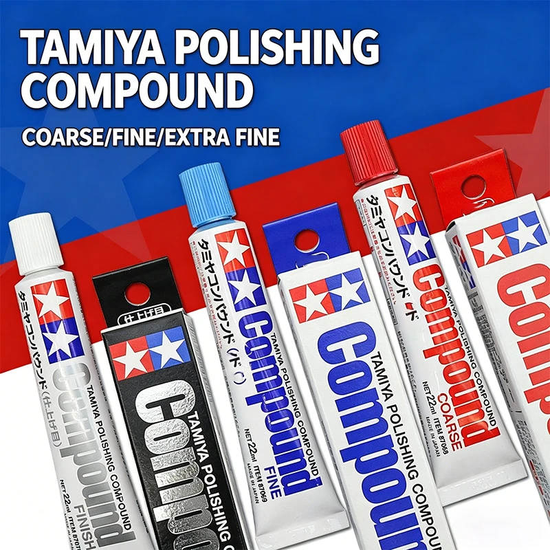 TAMIYA 87068/87069/87070 Polishing Compound Paste 22ML Coarse/Fine/Finish Fine Particles for Model Repair