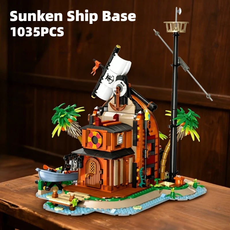 

1035PCS Sunken Ship Base Building Blocks Toys Sets Holiday Decorative Ornaments Bricks For Kids Adult Christmas Gifts