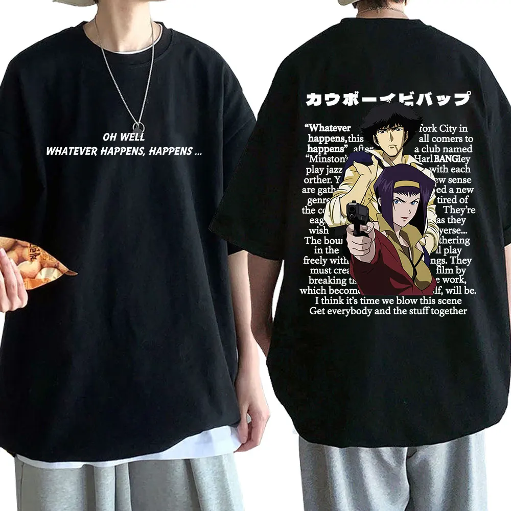 Japan Anime Cowboy Bebop Spike Spiegel Faye Valentine T Shirts Men's Women Clothing Fashion Short Sleeve Oversized T-shirts Tops