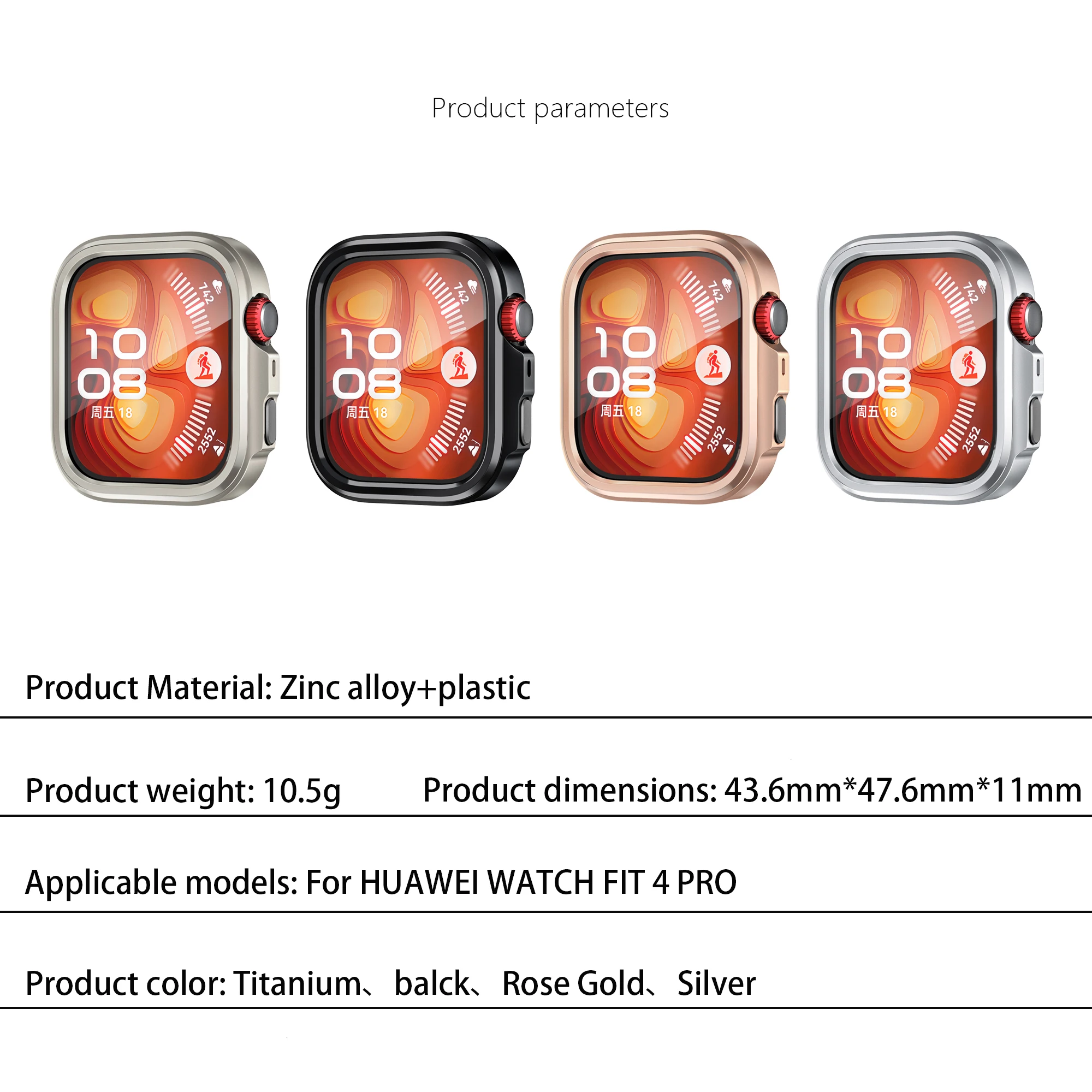 Rugged Hard Metal Cases for Huawei Watch Fit 4 Pro Hollow Case Shell Accessories Bumper Cover Compatible with Huawei Fit 4 Pro
