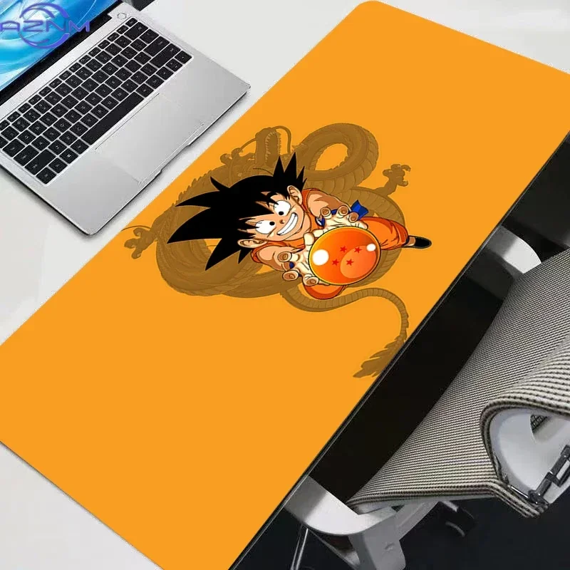 Dragon Ball Kid Goku with Dragon Ball Anime Mouse Pad, Rubber Non Slip Gaming Desk Mat, Solid Orange Background HD Print Mouse P