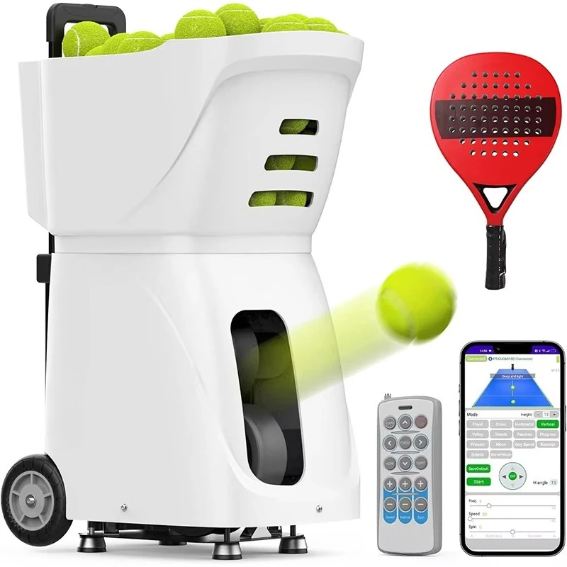 PT-SMART Padel Ball Machine Tennis Ball Machine with Remote for Practice with APP Remote Control