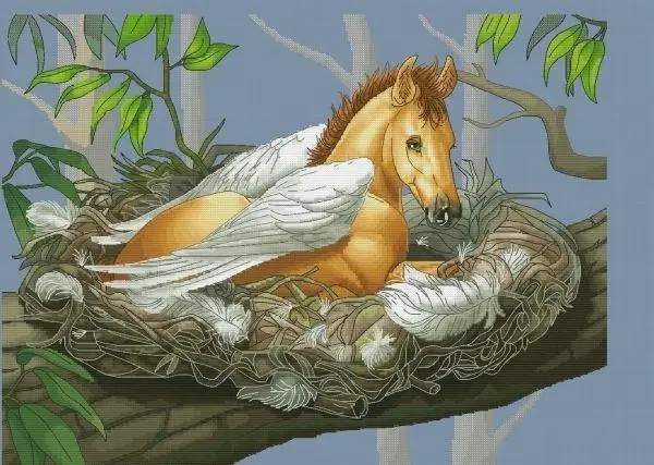 Embroidery Cross Stitch Kits Craft DIY Needlework Cotton Canvas 27-winged pony 55-44 32CT 28CT Metallic aida