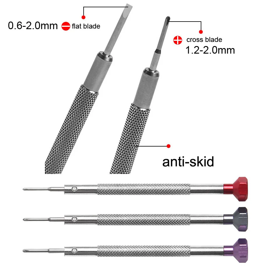 0.6mm-2.0mm New Watchmakers Screwdrivers Watch Glasses Flat Blade Cross Blade Screwdriver Watches Accessories Repair Tool Kits