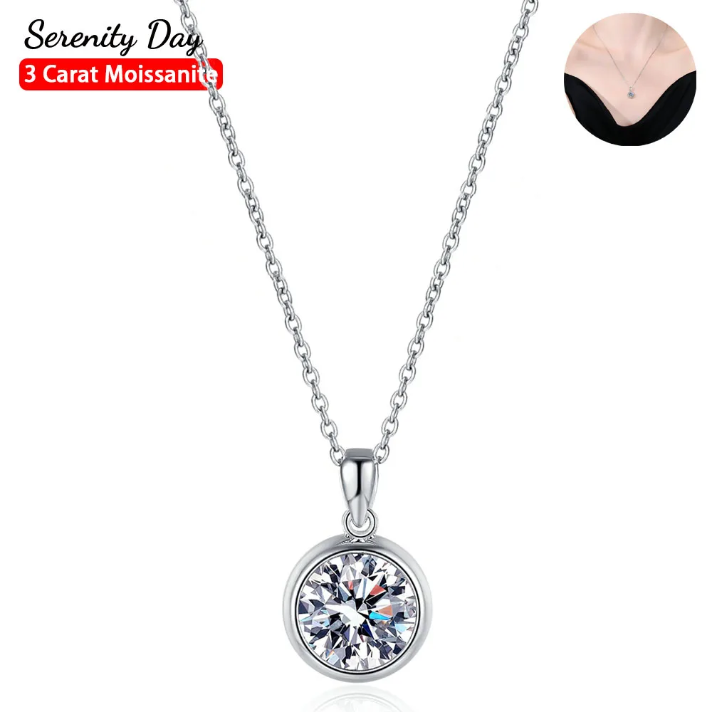 

Serenty Day Real D Color 3 Carat Moissanite Bubbles Pendant Necklace For Women 100% S925 Sterling Silver Neck Chain Fine Jewelry