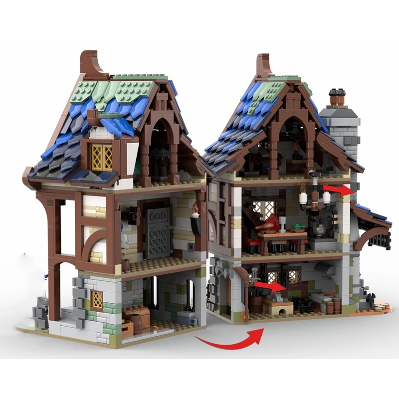 2192 piezas MOC arquitectura medieval Black Hawk casa modelo DIY montaje juguetes de bloques de construcción regalo de cumpleaños para niños