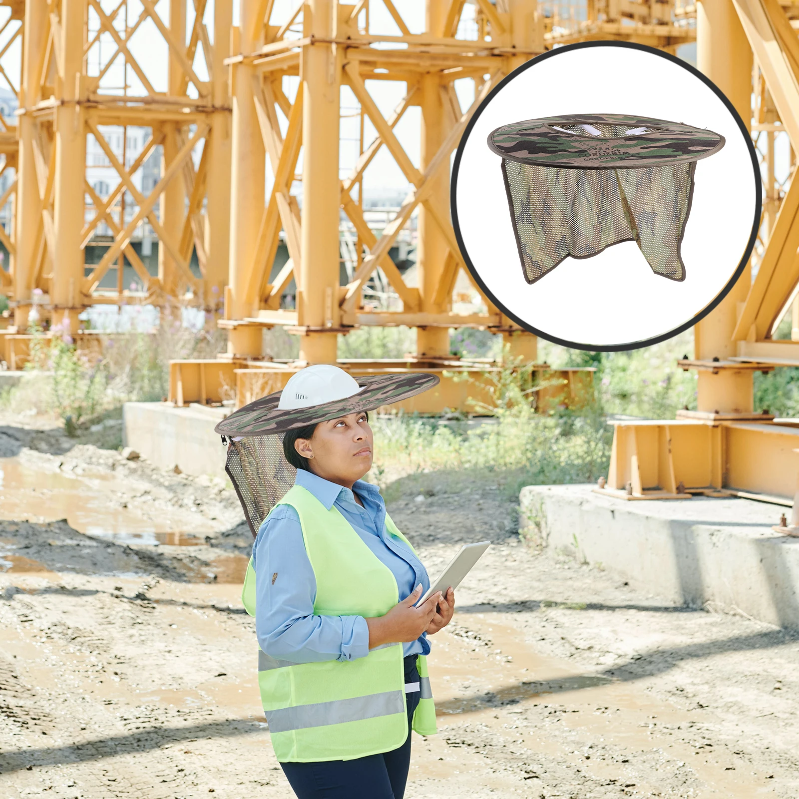 

Sun Safety Visor Uv Protection Detachable Neck Protector Breathable Foldable Construction For Outdoor Workers Safety
