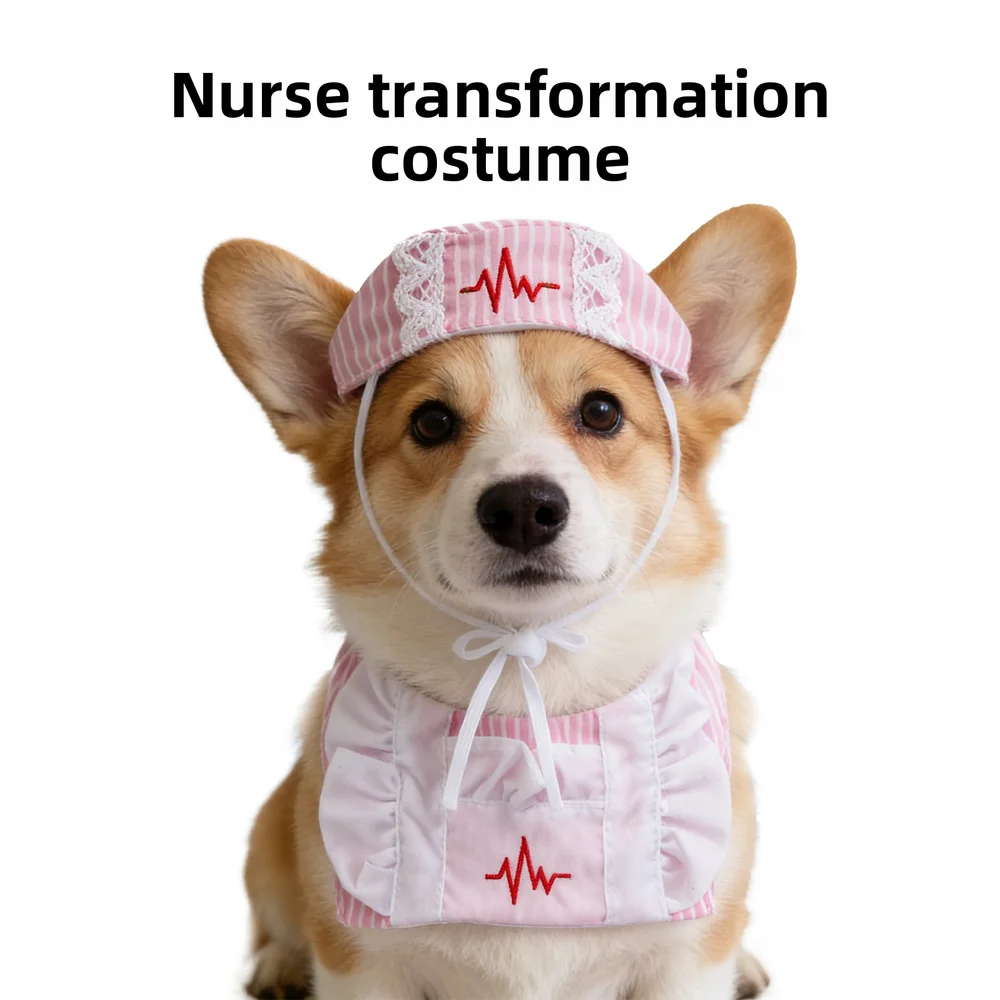 

Dog Cosplay Set Puppy Transformation Hat Scarf Pet Supplies Clothing Dog Nurse Cospaly Accessories Party Cat Dog Funny Dress Up