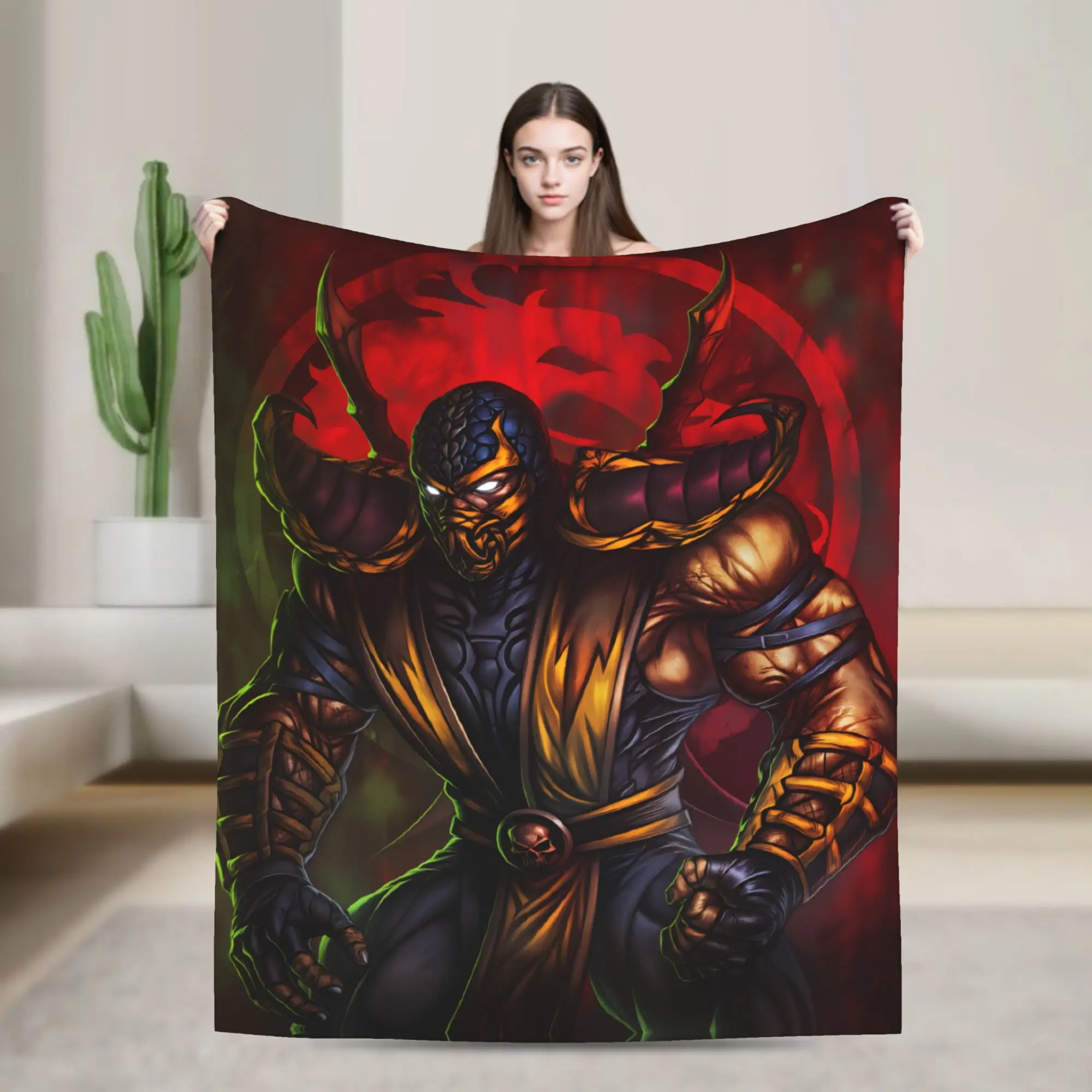Mortal Kombat II Flannel Blanket Vintage Game Warm Bedding Throws for Living Room Camping Print Bedspread Sofa Bed Cover