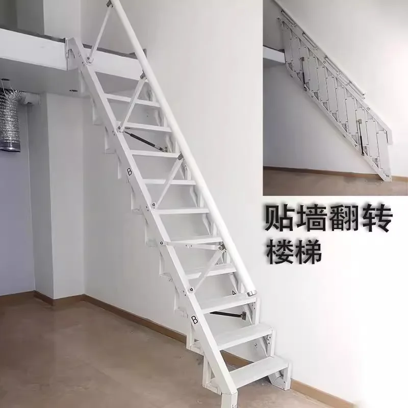 Folding stairs against the wall Household attic stairs Side wall step ladder loft Duplex indoor small apartment escalator