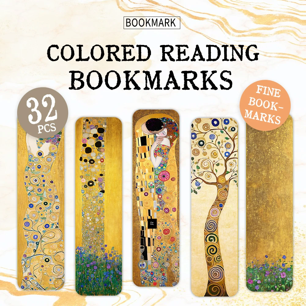 32 pièces au total, 4 pièces par style Klimt Art Style signets, parfait pour la rentrée scolaire, Noël, cadeaux d'appréciation des enseignants