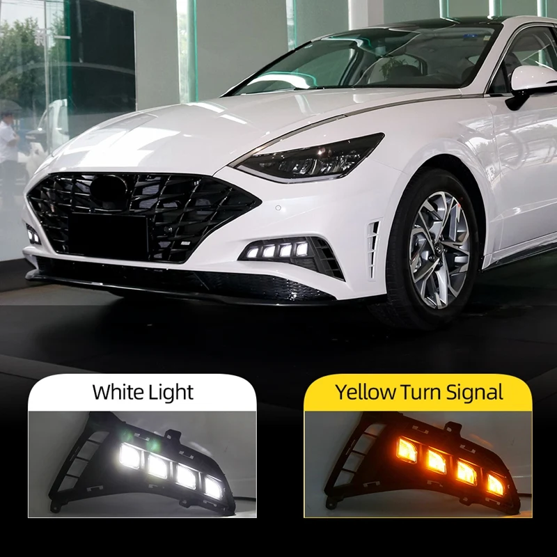 

Car LED Daytime Running Lights DRL Fog Lights Running Lights With Dynamic Turn Signals For Hyundai Sonata 2021-2022