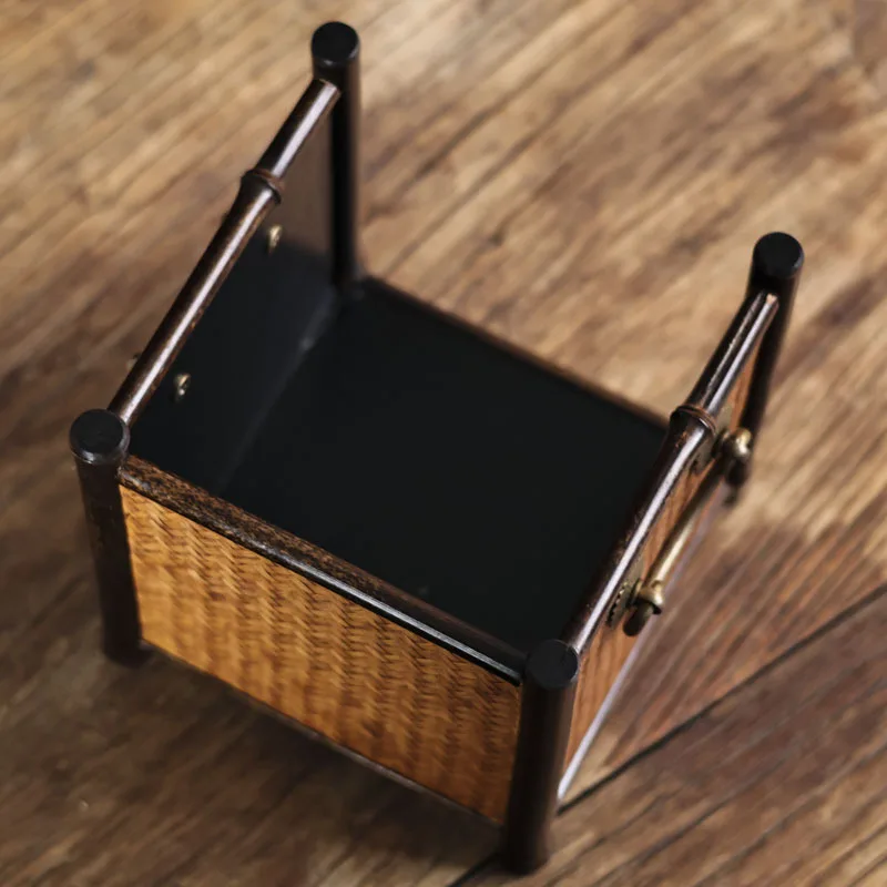 Handmade bamboo woven purple bamboo enclosure to make tea, household indoor tea set