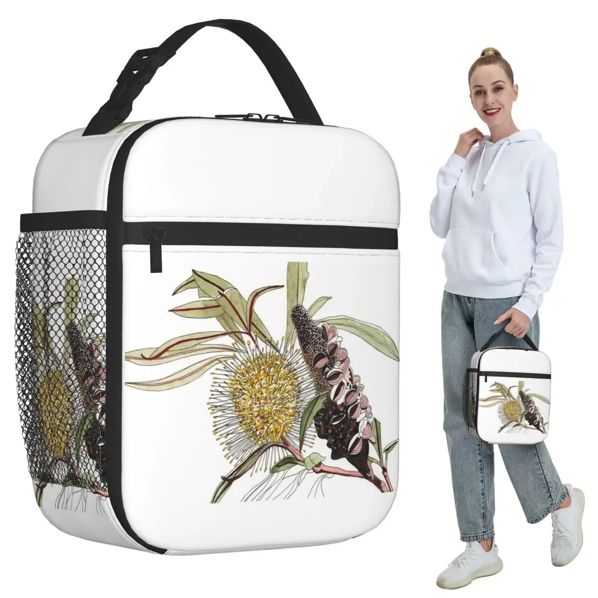 Banksia Flower Pod Australian Flora Yellow Insulated Lunch Bag for Women Office Cooler Thermal Food Box Tote Lunch Boxes