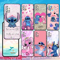 Funda de teléfono Stitch Disney Little Monster para Samsung, A73, A72, A71, A53, A52, A51, A42, A34, A33, A32, A23, A22, A21, A14, A13, A04, A03, 5G, color negro