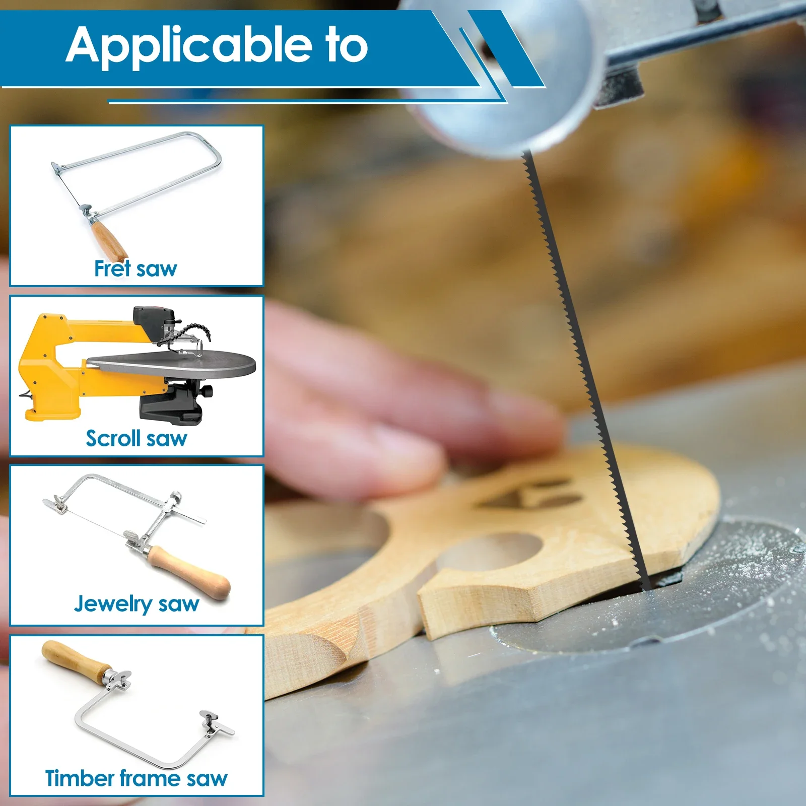 High Carbon Steel Scroll Saw Blade Set Pin End Scroll Saw Blades 15/18/24TPI Coping Saw Blade Jig Saw Blades Woodworking Tools