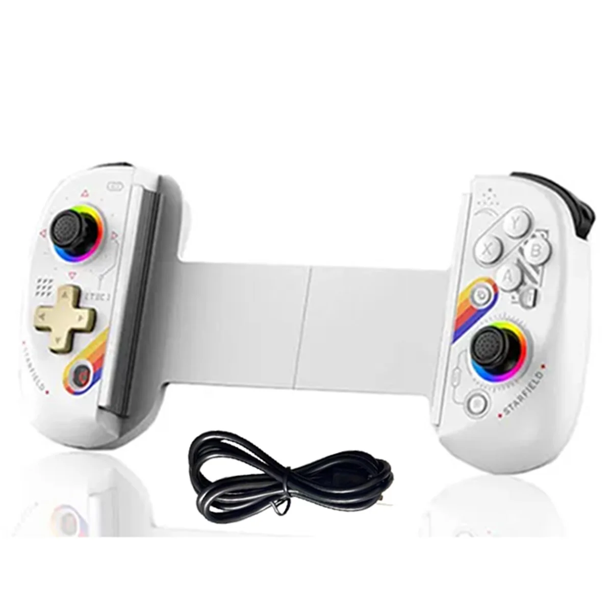 D8 Mobile Stretch with Light Gamepad for Dual Hall Wireless Bluetooth Tablet Switch Body Vibration Grip Starry Sky White