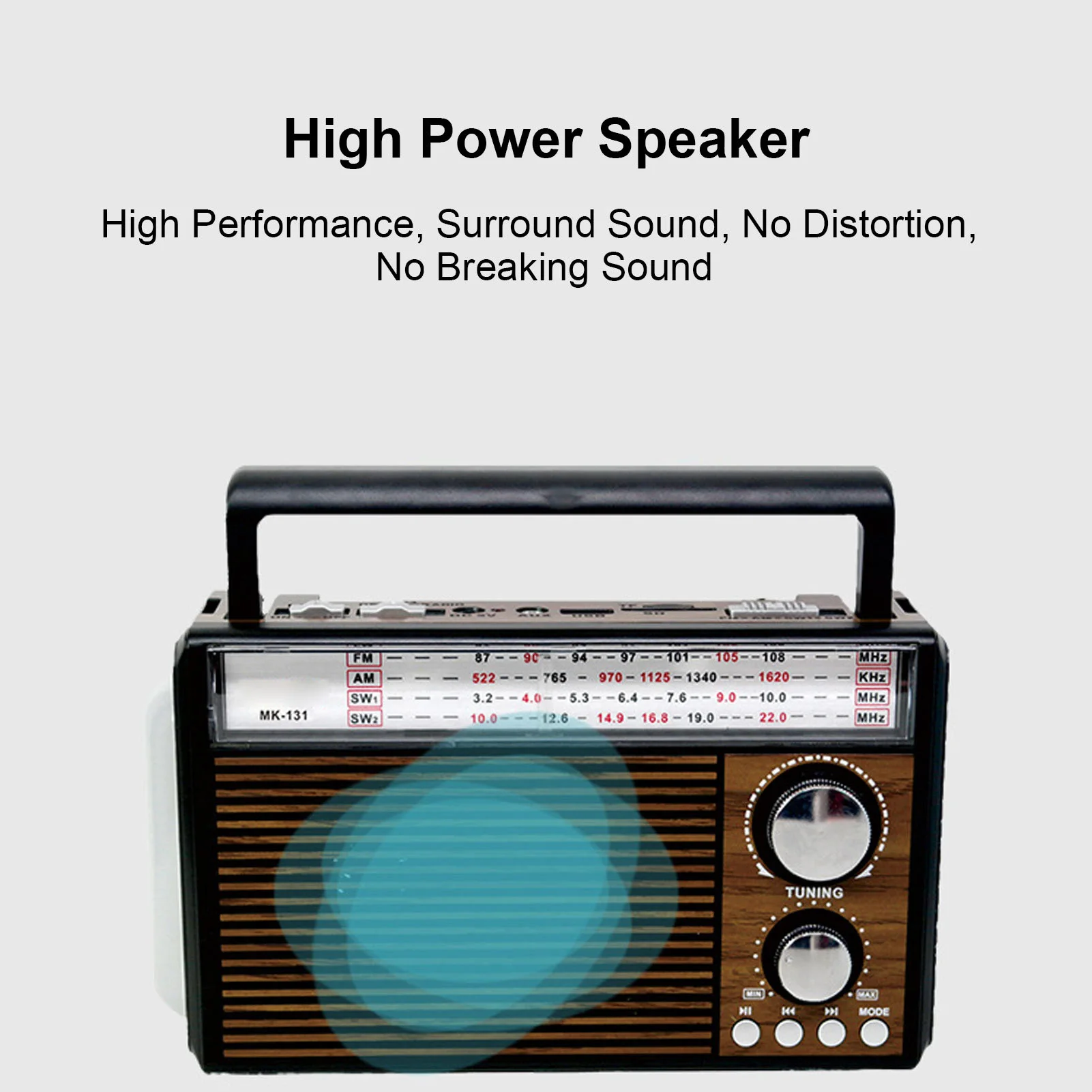 FM AM SW Radio FM AM SW Radio Telescopic Antenna Multiple Band MP3 Player Radio Portable Vintage Radio with Flashlight Function