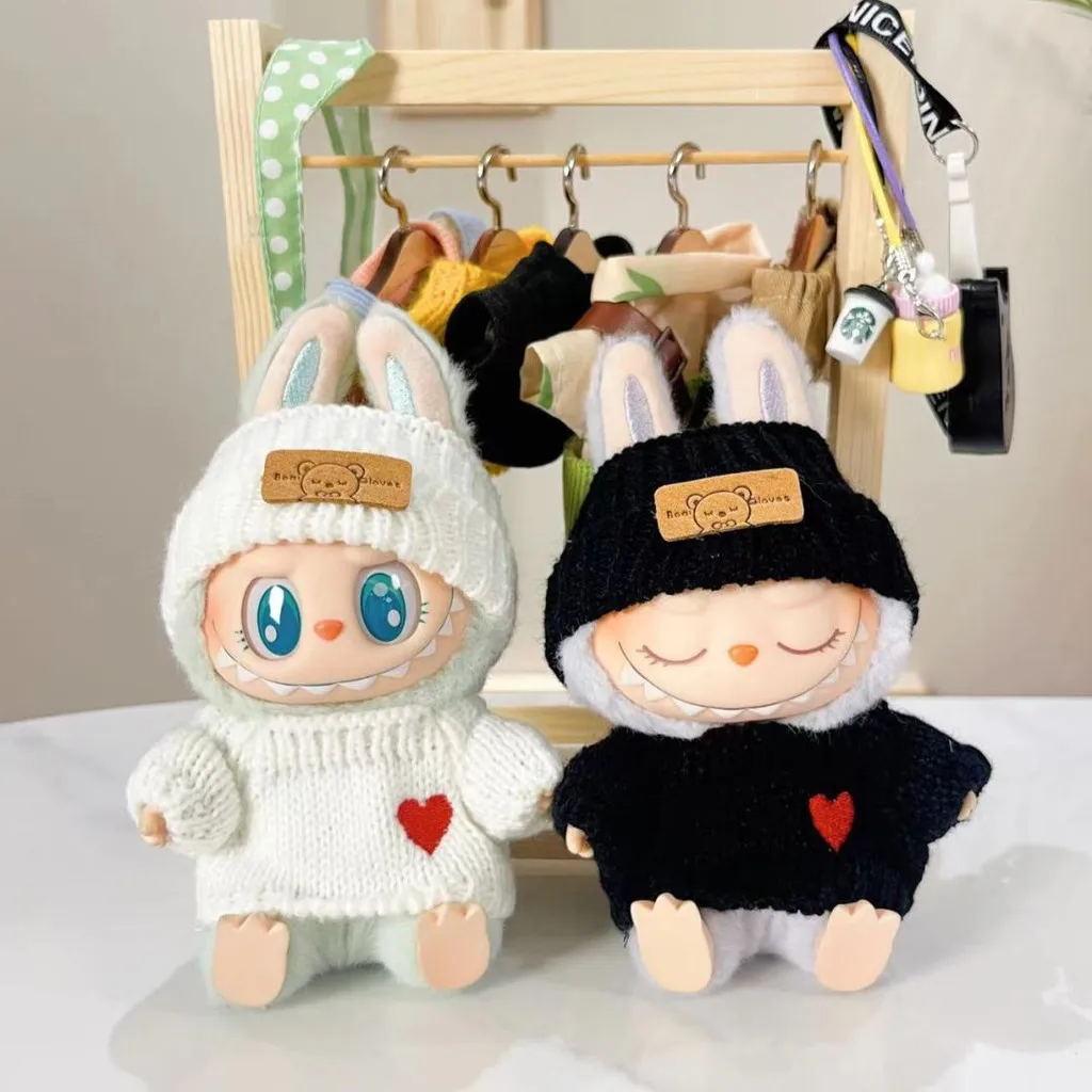 (Clothes Only) for 17cm Labubu Doll Fashion Outfit Color Matching Hoodie Stylish Doll Clothes