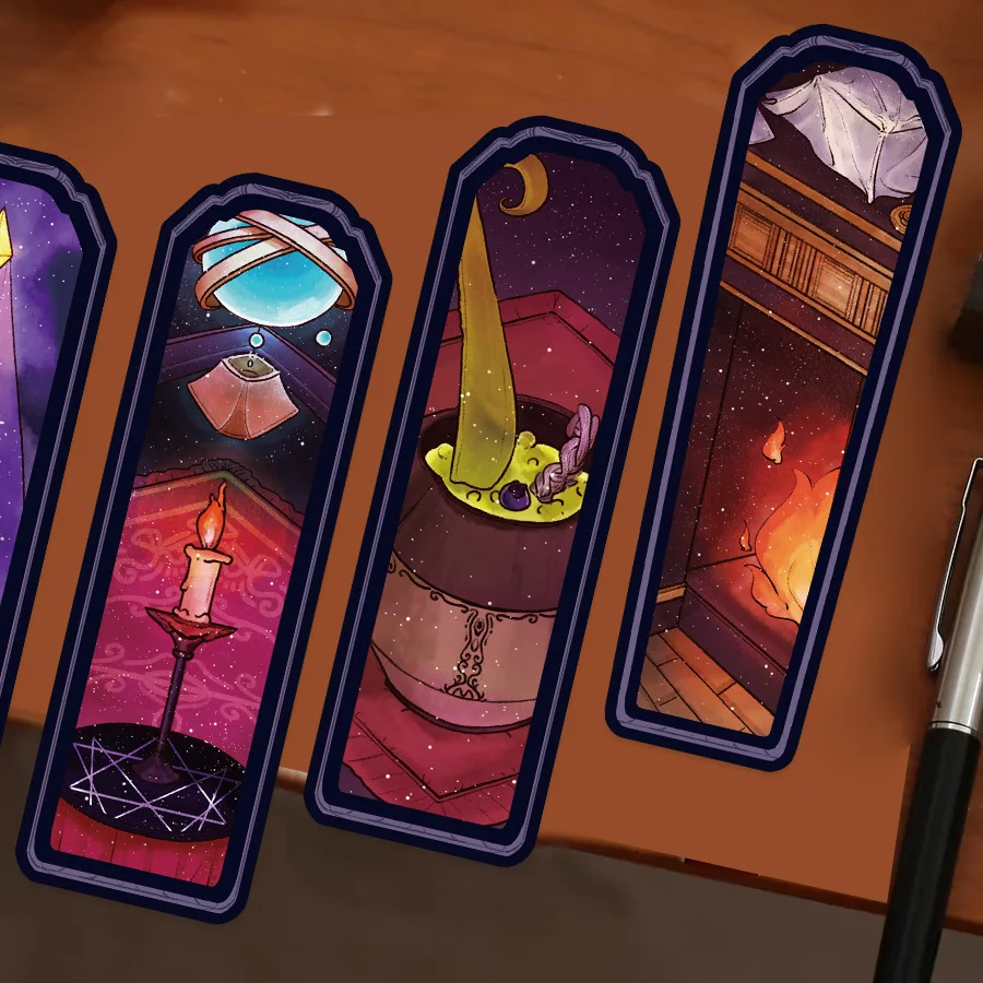 30Pcs/Set Magic Wizard World Bookmarks, Stained Glass Style Vintage Potion Charms Paper Bookmarks DIY Gifts Book Lovers Supplies