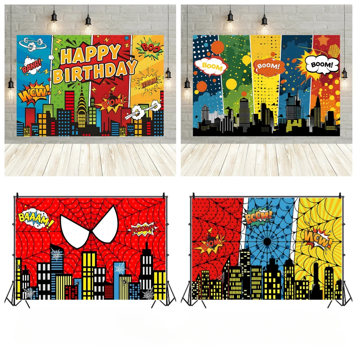 

Superhero City Building Photography Background Baby Shower Boy Birthday Party Banner Super Hero Backdrop for Photo Studio