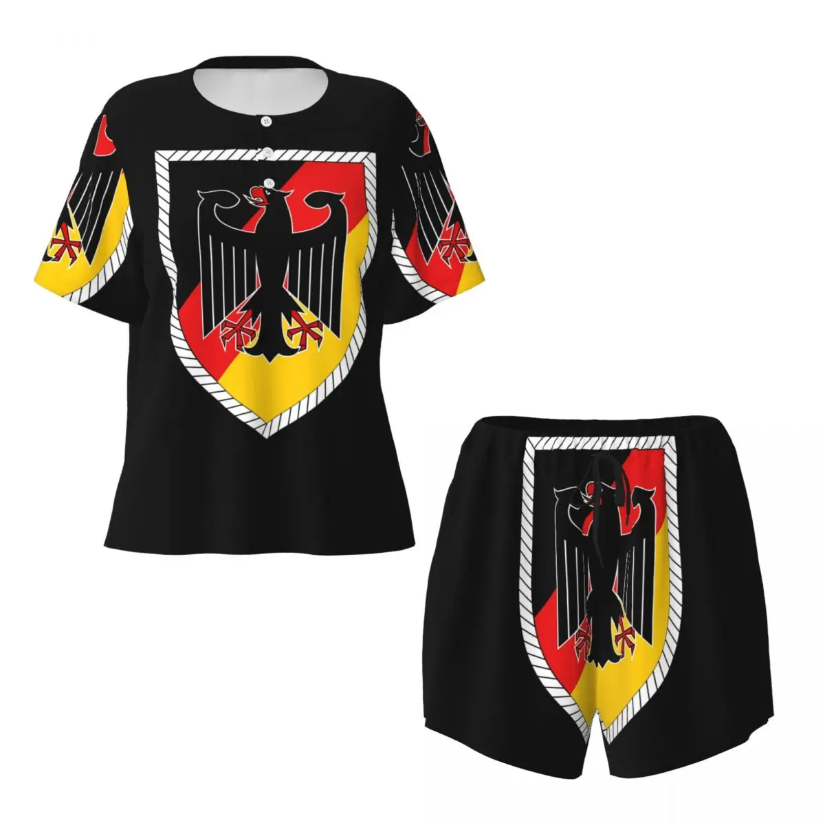 

Ночные рубашки с гербом Германии и флагом империи, с круглым вырезом и короткими рукавами, для сна, женские свободные пижамные комплекты, короткие штаны