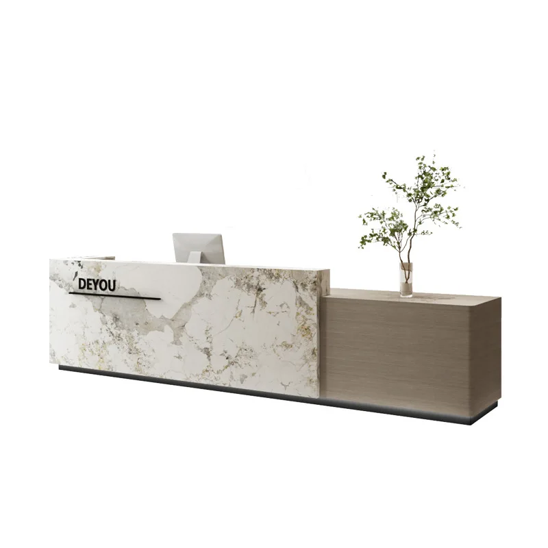 Simple modern light luxury imitation marble texture checkout page hotel lobby office