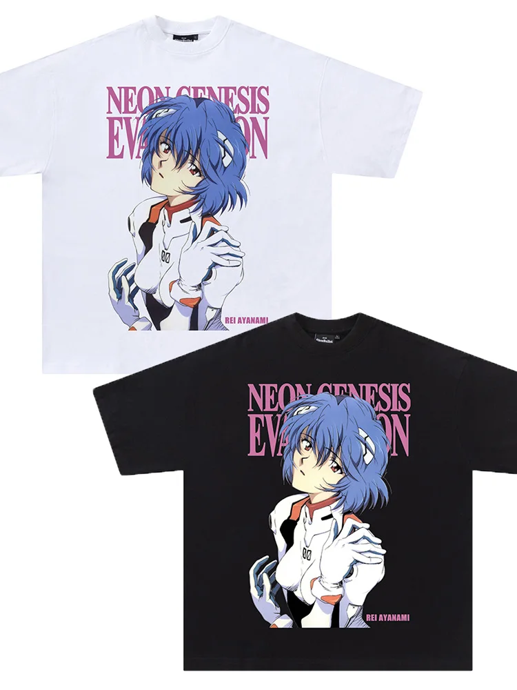 

EVA Aya Polly Asuka Anime Printed T-Shirt Vintage Hip Hop Loose Short Sleeve Male Breathable Y2K