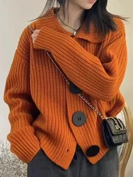 Loose Thick Women Cardigans Large Button Sweater Cardigan Knitted Sweater Long Sleeve Tops jacket for Woman  2024 Autumn Winter