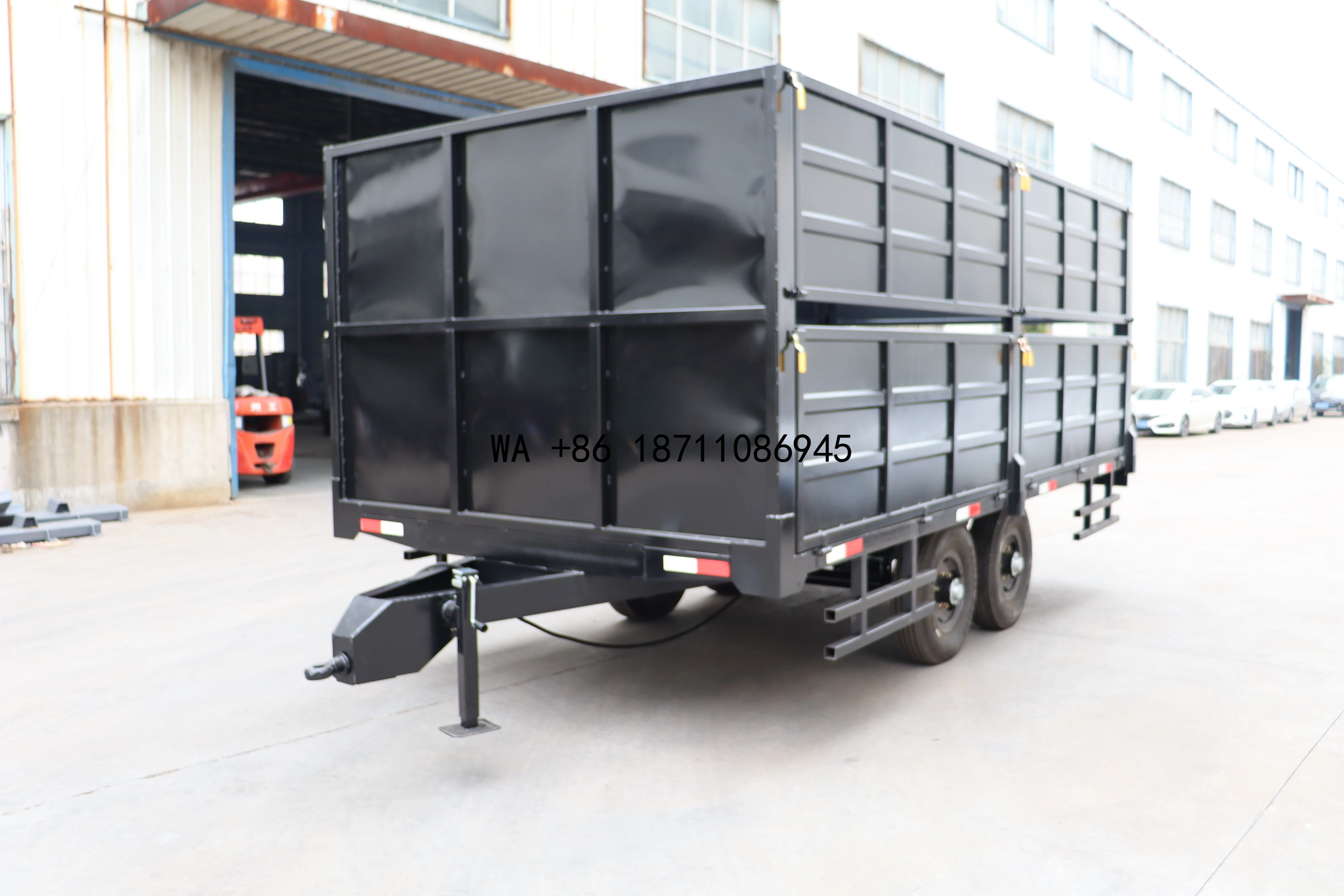 （Factory Direct Sale）China Agriculture Use Small Farm Tractor Dump Double Axle Trailer Sale 4 Wheels