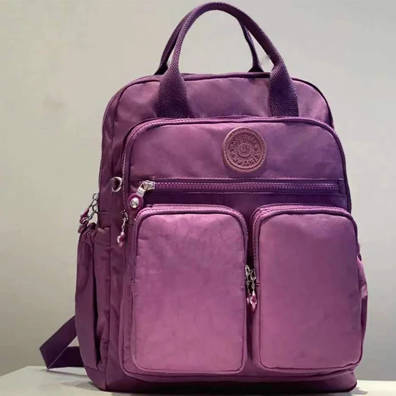 Fashion Woman Backpack Waterproof Nylon Soft Handle Solid Multi-pocket Travel Zipper Feminina School Bags Laptop Backpack