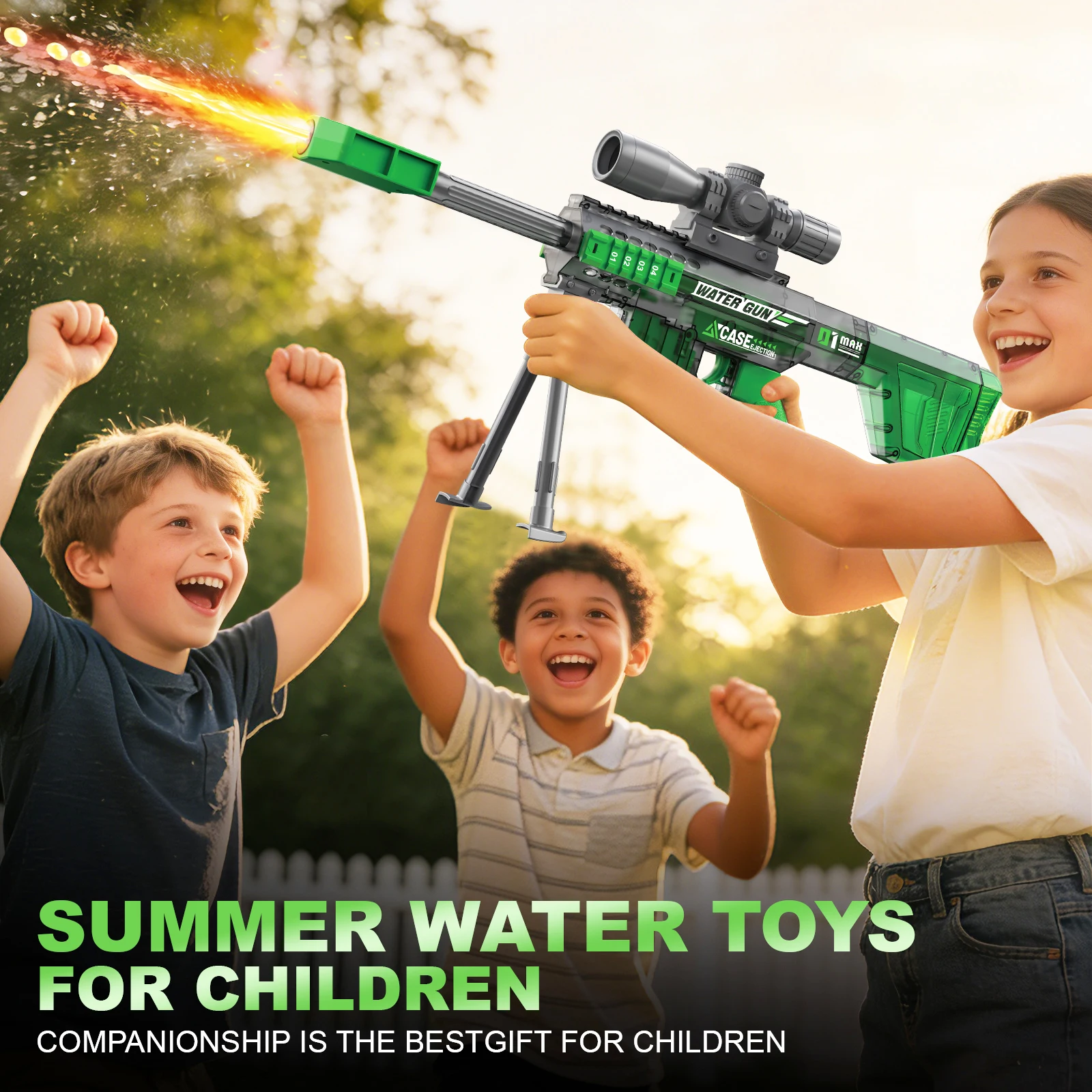 Electric Water Gun Toy Manual and Automatic Watergun with Lights and Sound Long Range Water Squirt Gun Beach Pool Outdoor Toy