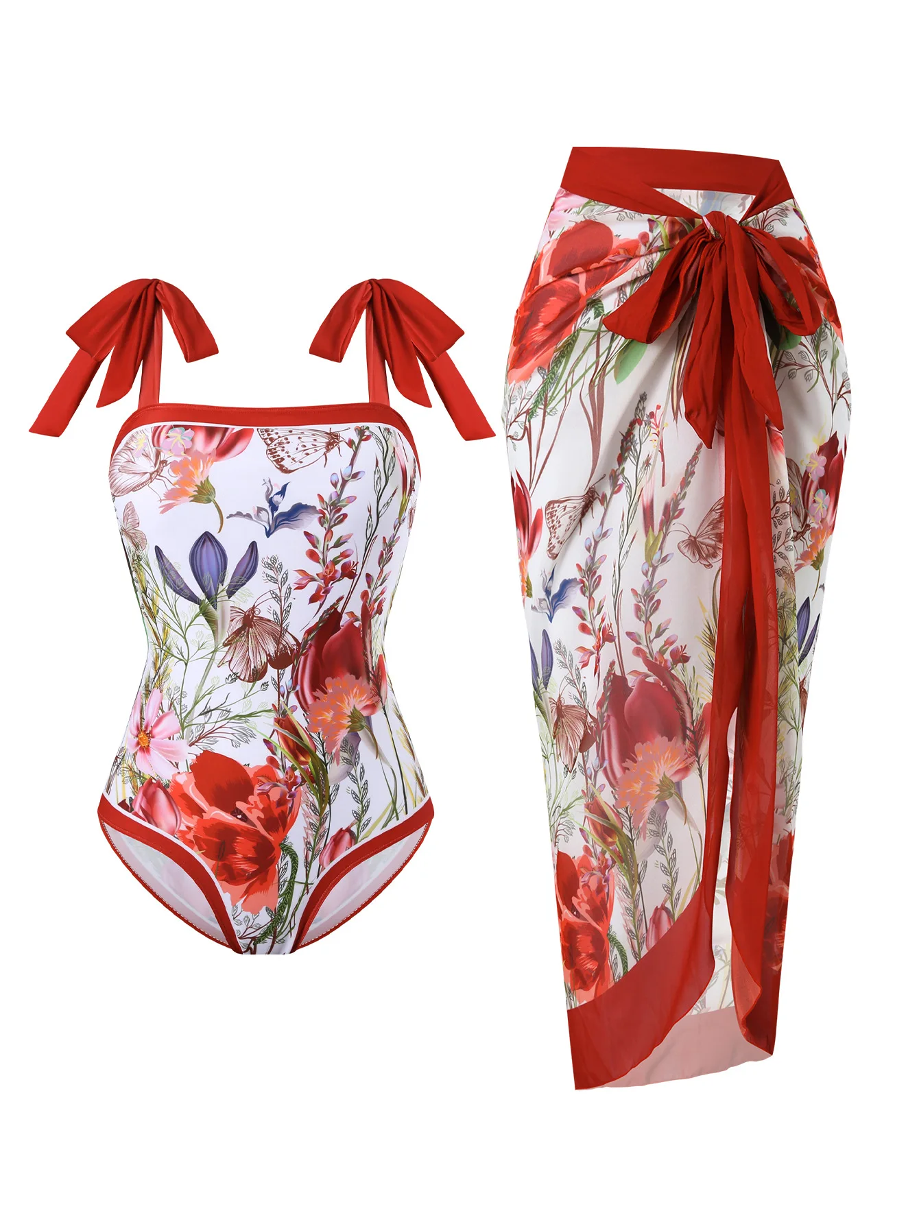 2026New Arrival Vintage Sun Print Modest One-Piece Swimsuit Women High Waist Tummy Control Swimwear Push Up Bathing Suit