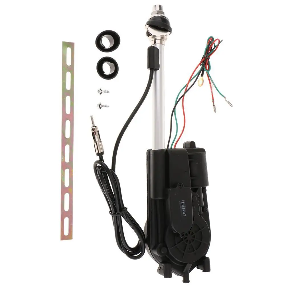 Automatic Telescopic Antenna Stainless Steel FM AM Radio Signal Aerial Kit for Car Audio
