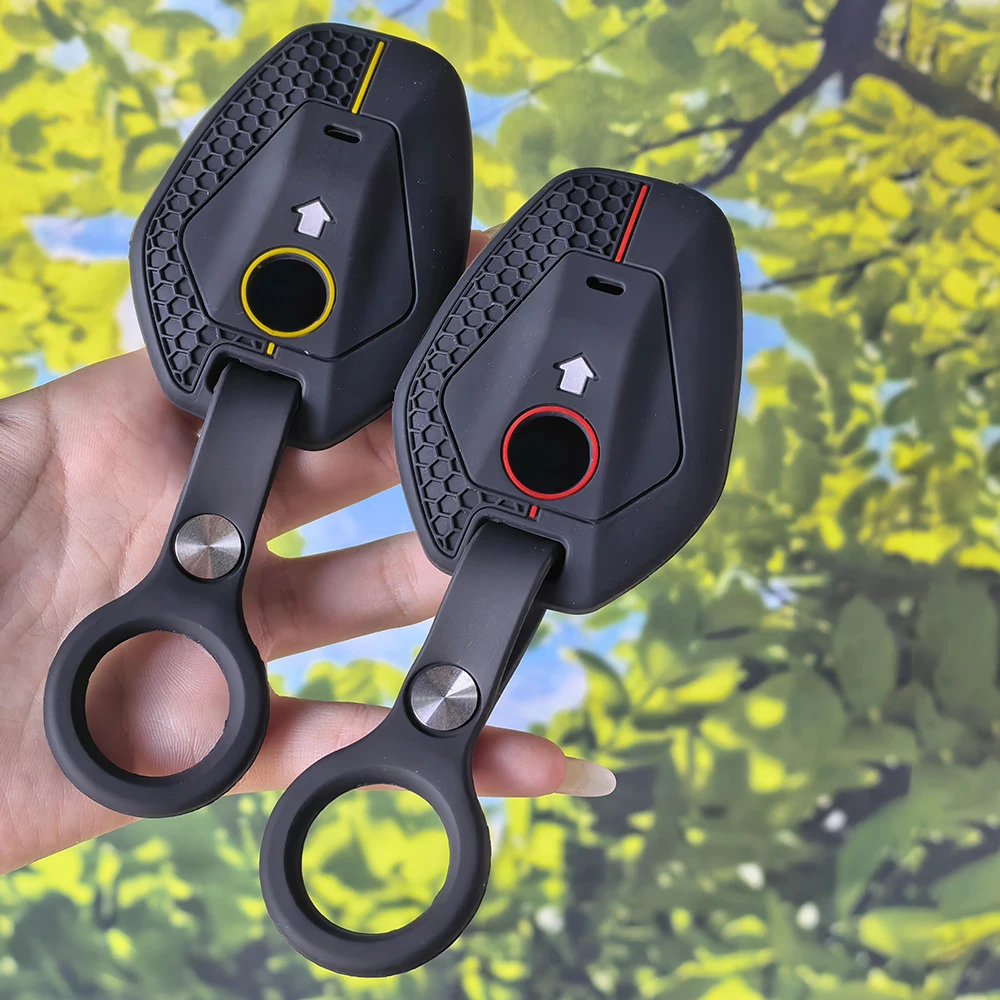 Color Accent Silicone Motorcycle Key Case With KeyChain, Honeycomb For BMW R1300GS R1300 Big GS 2025 R1250GS R1250 ADV Adventure
