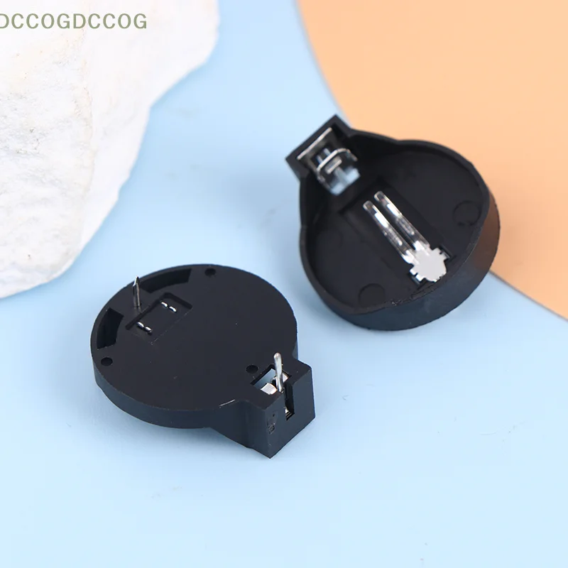 20 قطعة المقبس Cr2032 مع 2 دبابيس 3 فولت الأسود تصاعد الرصاص تحتاج لحام CR2032 حامل البطارية عملة حامل الخلية صندوق #3