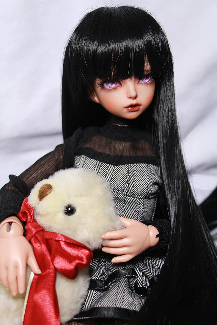 D04-P124 الأطفال اليدوية لعبة 1/3 1/4 1/6 SSDF دمية BJD/SD دمية شعر مستعار أسود العتيقة نمط الشعر الطويل 1 قطعة