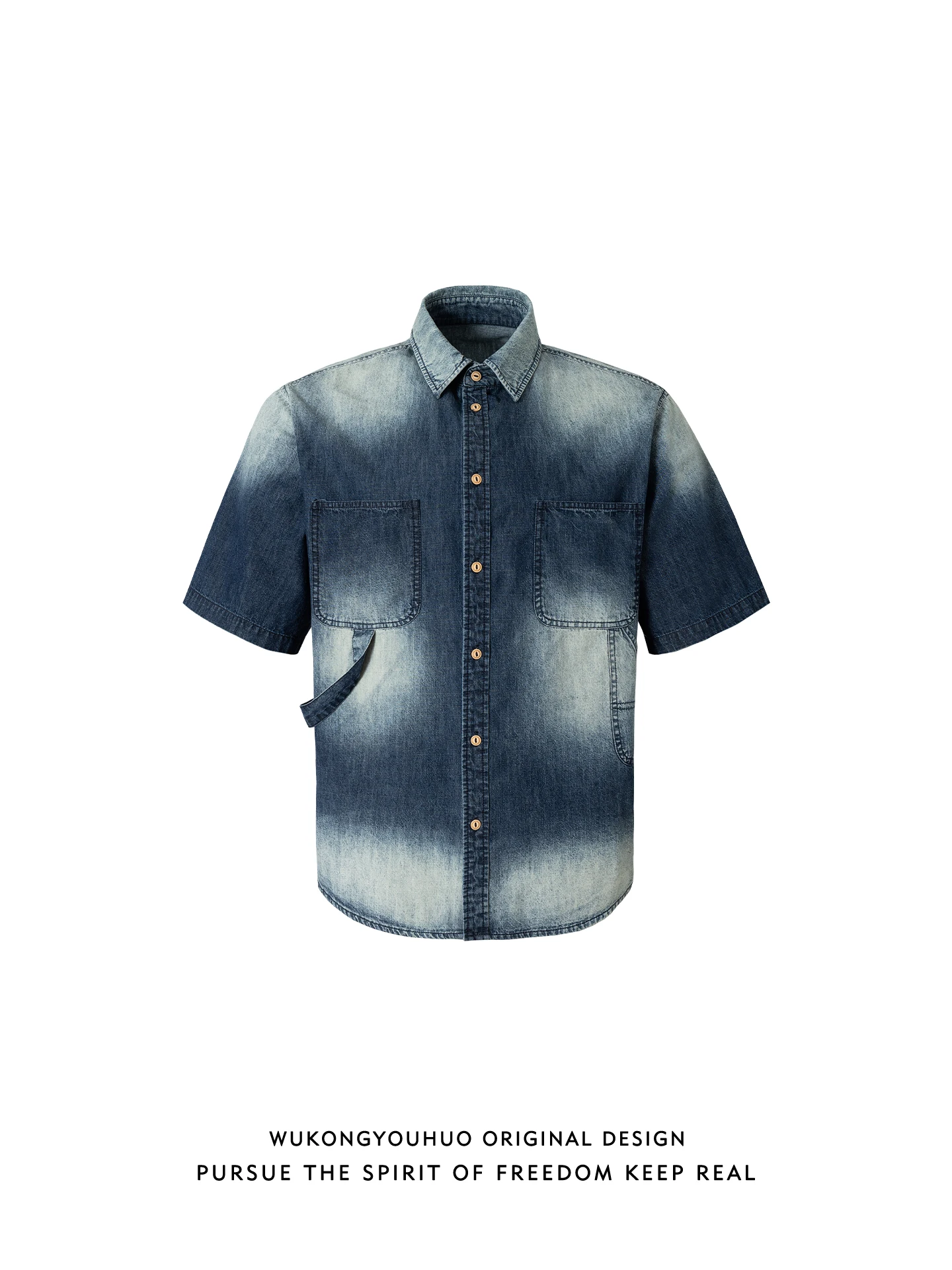 

Футболка Wukong Has Sto в американском ретро-стиле из денима, свободного кроя, повседневная, для мужчин и женщин, молодежная, популярная модель