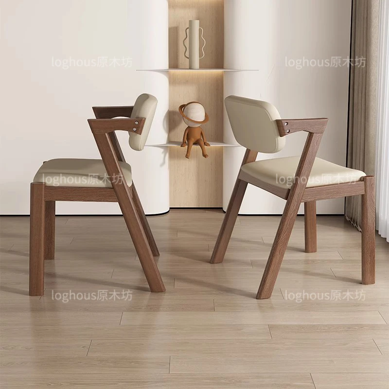 Nordic Solid Wood Dining Chair Modern Backrest Home Office Chair House Hot Pot Restaurant Comfortable