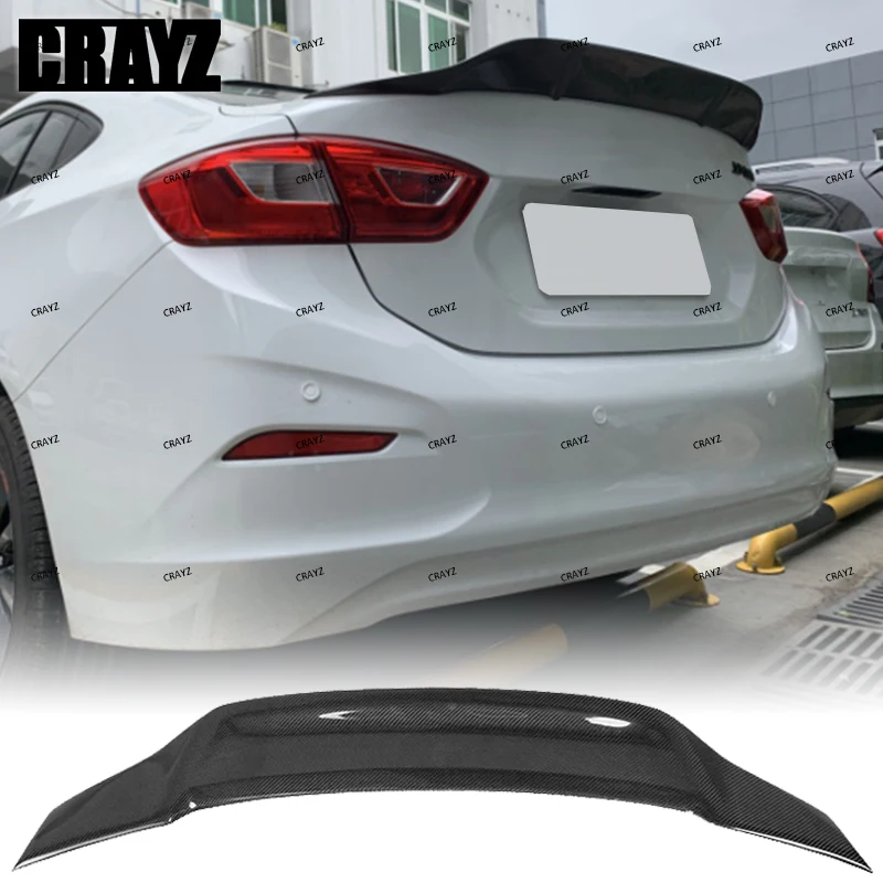

For Chevrolet Cruze 2017 2018 Real Carbon Fiber /Black FRP R Style Rear Trunk Lip Spoiler Wing Body Kit GT Accessories