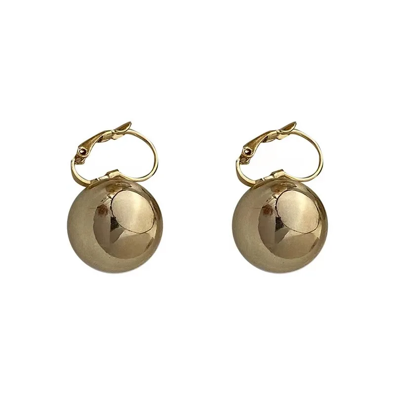 Korean Fashions Dazzling Metals Balls Earrings for Women Light Luxury Advanced Simple Versatile Design Earring Jewelry Gifts