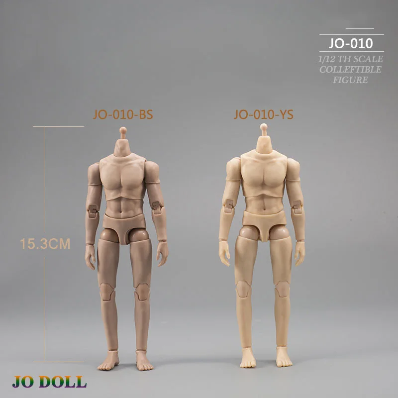 JO-010 1/12 Scale Suntan Normal Skin 13.5cm Male Flexible Semi-encapsu Joint Articulated Body for 6'' Soldier Action Figure Doll