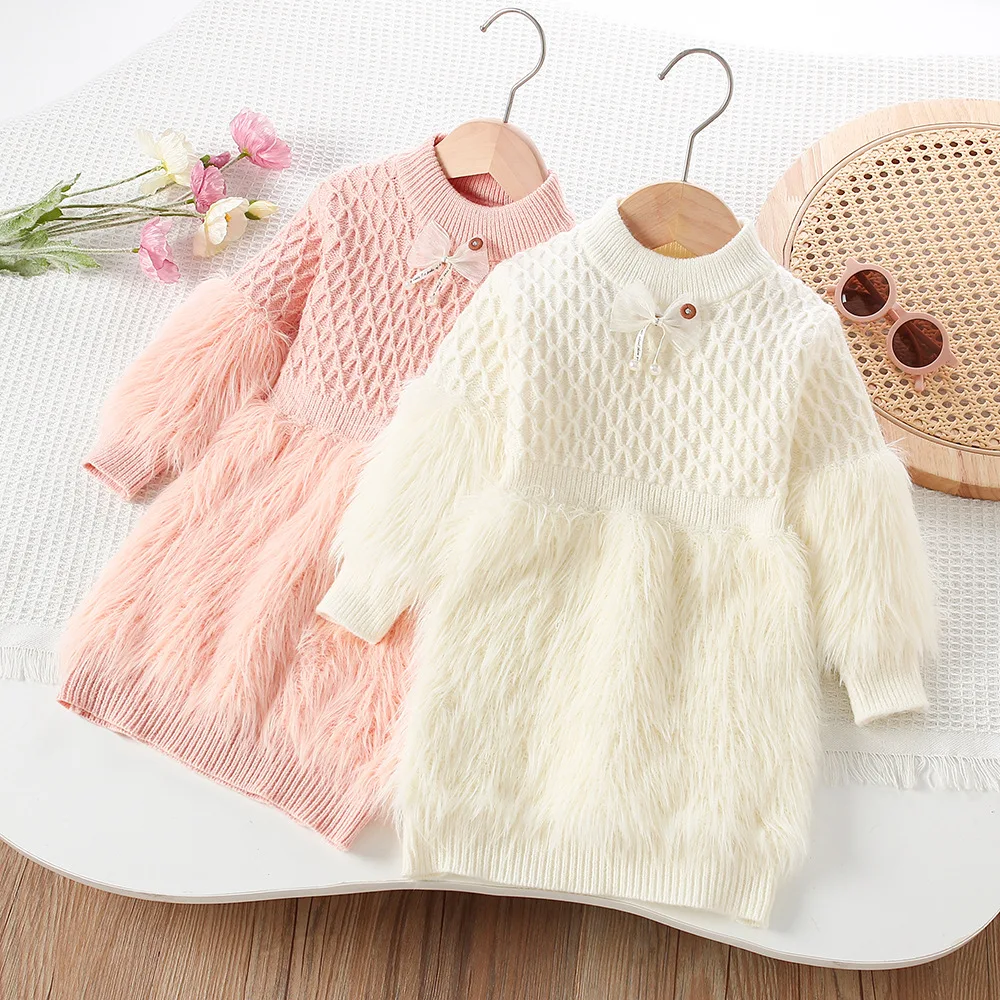 

Girls Knitted Dresses Autumn Winter Children Woolen Jersey Sweaters Dress For Baby Girl Princess Clothes Kids Fashion Outfits 6Y