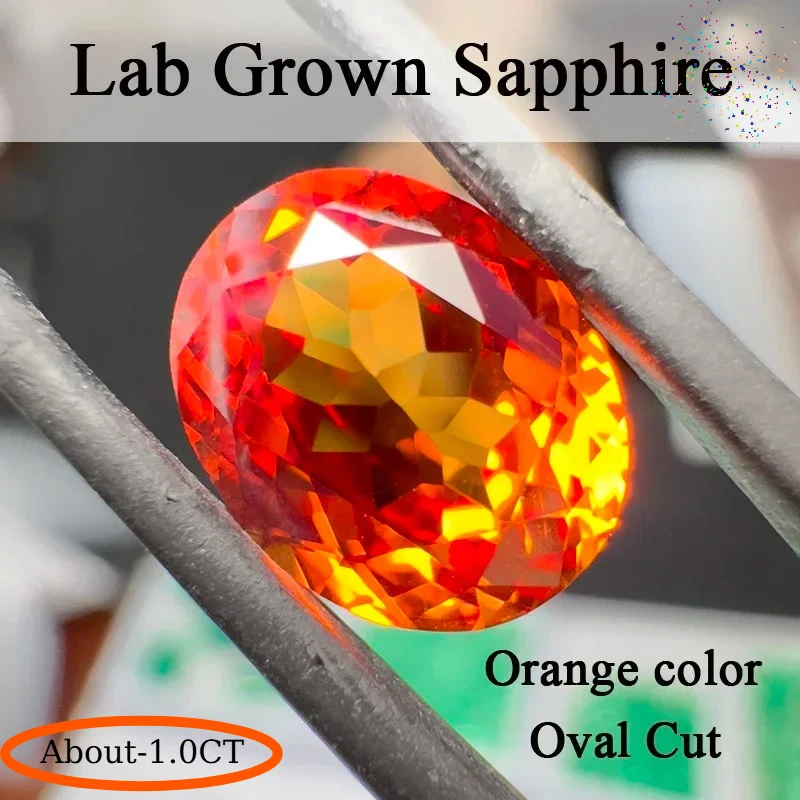 

L-Lab выращенный сапфир оранжевого цвета овальной огранки высшего качества драгоценные камни очаровательные бусины для изготовления ювелирных изделий сертификат на выбор