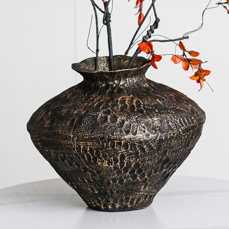 

Ретро пятнистая старая ваза орнамент новый китайский ваби-**** ветер вход гостиная сушеные цветы композиция искусство цветочные украшения